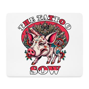 Le cochon tatoué - Tapis de souris (format paysage) - blanc - Devant