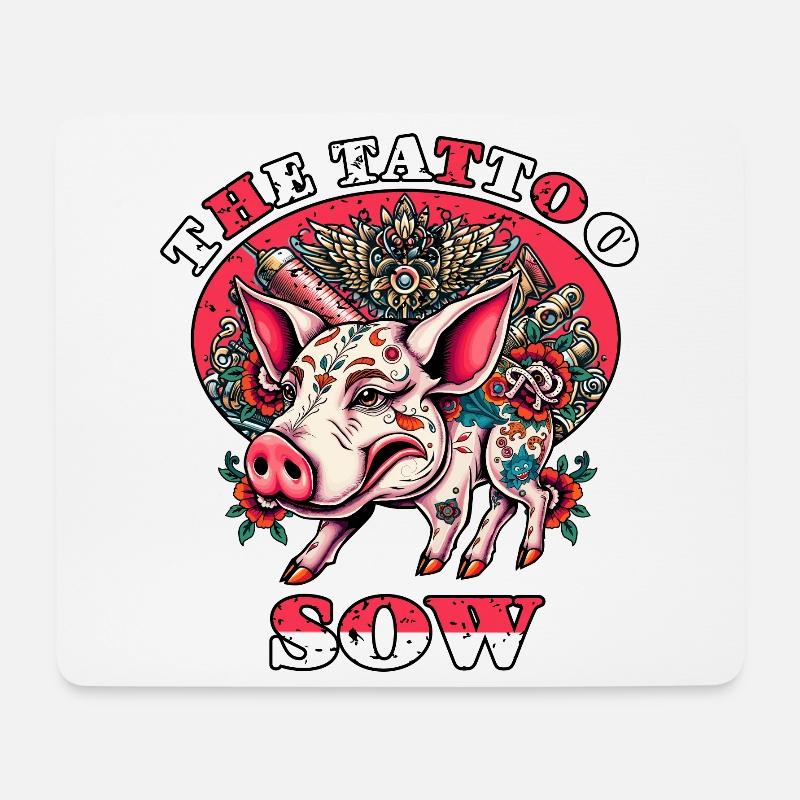 Die Tattoo Sau - Mousepad (Querformat) - Weiß
