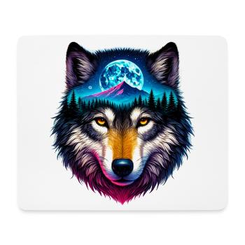 Loup - Tapis de souris (format paysage) - blanc - Devant