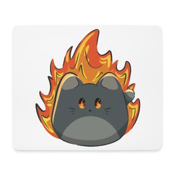 Cute cat with fire - Mouse Pad (horizontal) - white - Front