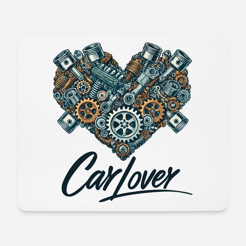 Car Lover Heart - Mousepad (Querformat) - Weiß