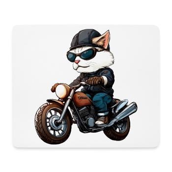 Motorcyclist Cat - Mouse Pad (horizontal) - white - Front