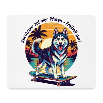 Husky Abenteuer auf vier Pfoten - Mousepad (Querformat) - Weiß - Vorne