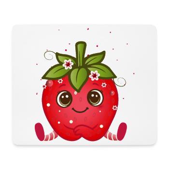 Cute strawberry figurine with googly eyes - Mouse Pad (horizontal) - white - Front