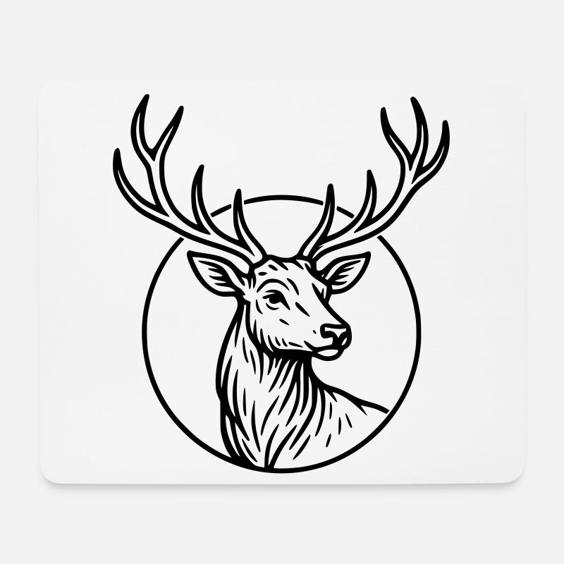 Groß, Reh - Mousepad (Querformat) - Weiß
