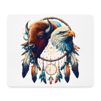 Falcon and Ethereal Buffalo Mandala - Mouse Pad (horizontal) - white - Front