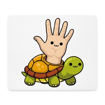 Playful Left Handed Turtle Cartoon Design - Mouse Pad (horizontal) - white - Front