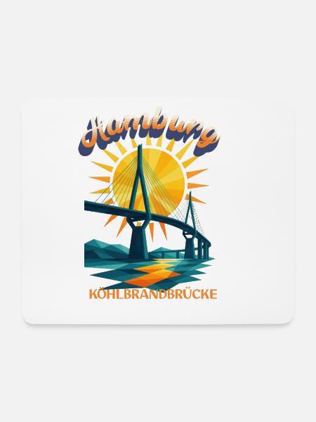 Hamburg Köhlbrandbrücke Shirt – Retro Design - Mousepad (Querformat) - Weiß