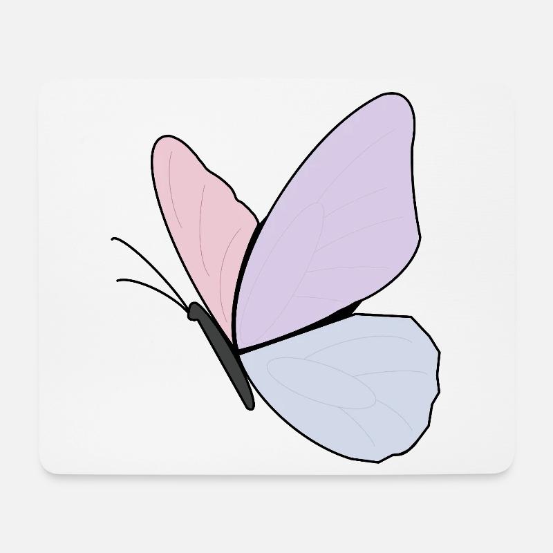 Conception de papillon pastel - Tapis de souris (format paysage) - blanc
