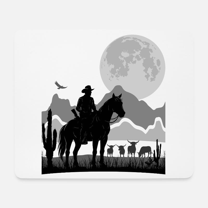 RANGER VEKTOR | RANCHER SILHOUETTE | 6K HDR - Mousepad (Querformat) - Weiß