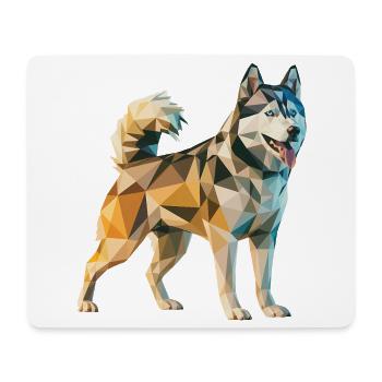 Husky sibérien - Logo Low Poly cool - Tapis de souris (format paysage) - blanc - Devant