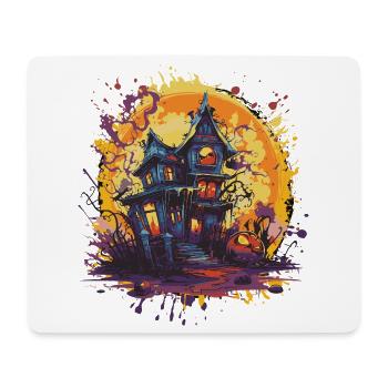 Maison hantée dans la lune d’Halloween - Tapis de souris (format paysage) - blanc - Devant