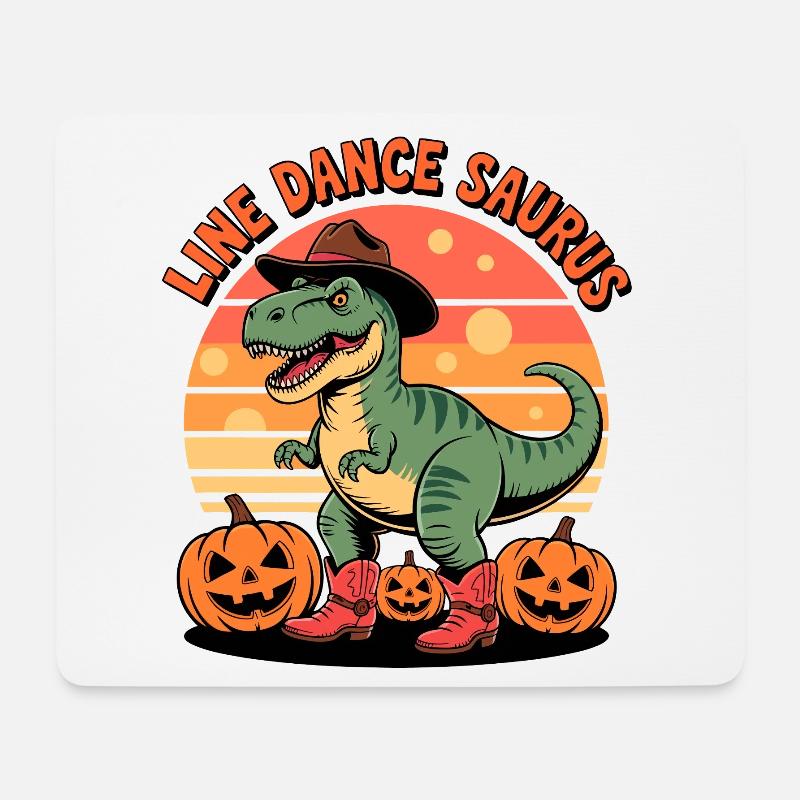 LineDance Saurus Halloween - Mousepad (Querformat) - Weiß