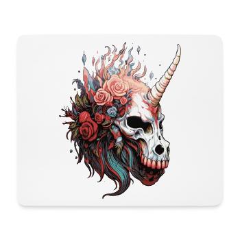 Einhornschädel mit Blumen  - Mousepad (Querformat) - Weiß - Vorne