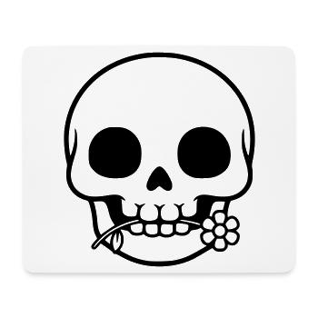 Skull with Flower | Life & Death Symbol - Mouse Pad (horizontal) - white - Front