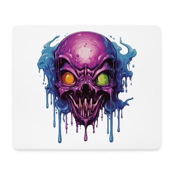 Crâne psychédélique en violet et bleu - Tapis de souris (format paysage) - blanc - Devant