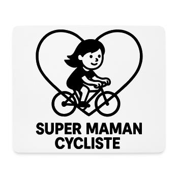 Super maman cycliste – Cœur vélo cyclisme - Tapis de souris (format paysage) - blanc - Devant
