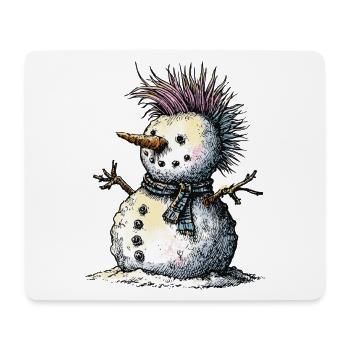 Punk Schneemann Winter Humor - Mousepad (Querformat) - Weiß - Vorne