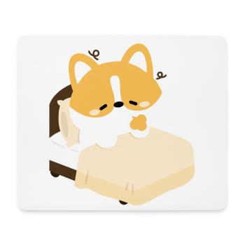 Corgi fatigué sur le lit - Tapis de souris (format paysage) - blanc - Devant