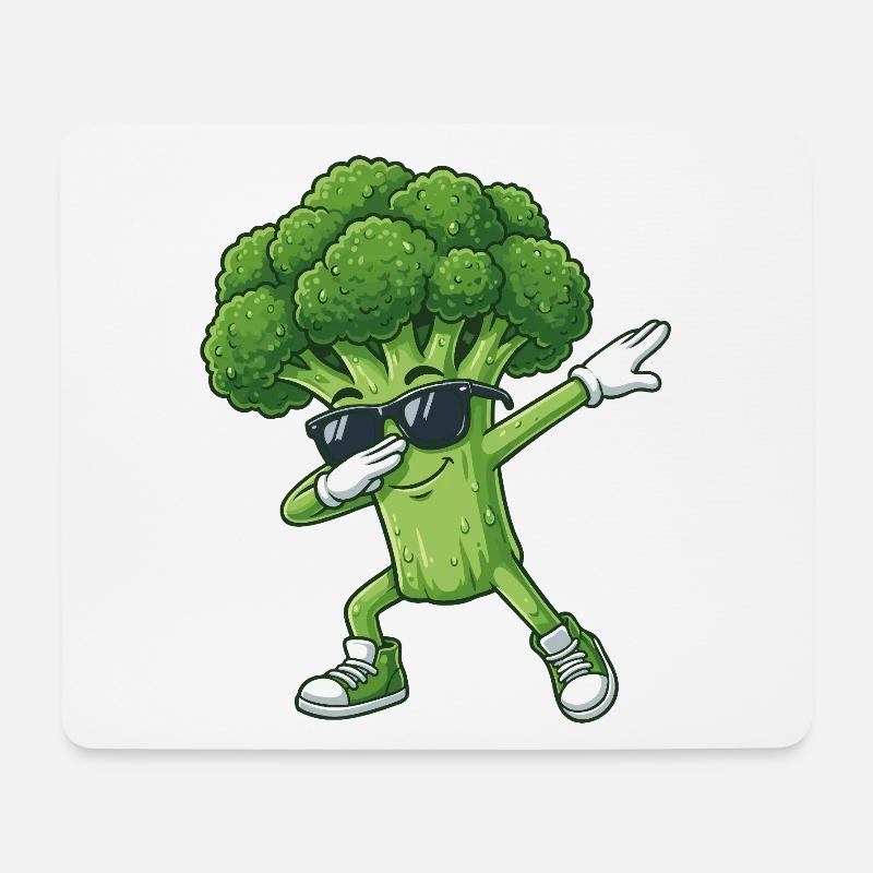 Funny Broccoli Dab Fitness - Mouse Pad (horizontal) - white