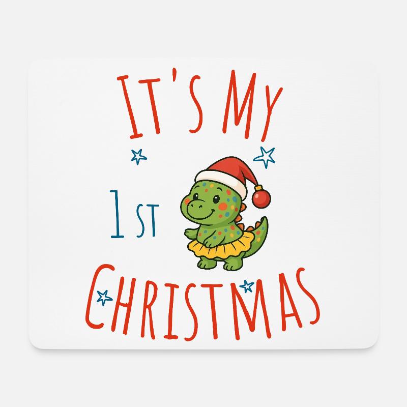 Mein 1. Weihnachten Dino - Mousepad (Querformat) - Weiß