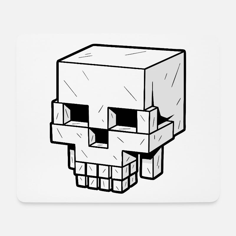Skull im Block Style Pixel Look - Mousepad (Querformat) - Weiß