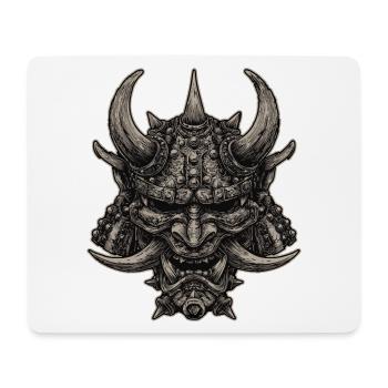 Demonic Samurai Helmet Oni Mask - Mouse Pad (horizontal) - white - Front