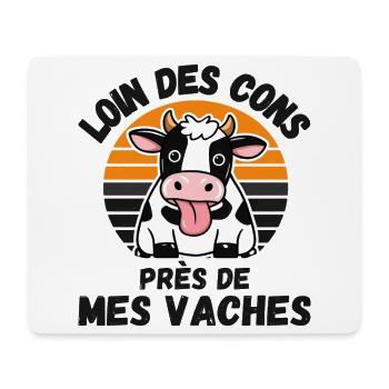Loin Des Cons Près De Mes Vaches Humour Vintage - Tapis de souris (format paysage) - blanc - Devant