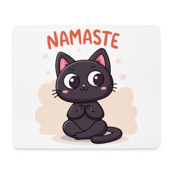 Zen-Katze Namaste - Mousepad (Querformat) - Weiß - Vorne