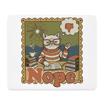 Nein Katze: Retro Nerd Schreibtischkunst - Mousepad (Querformat) - Weiß - Vorne