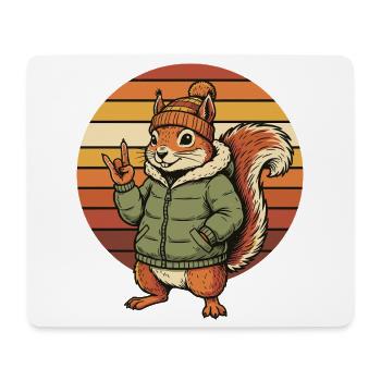 Cooles Eichhörnchen - Winter Retro Design - Mousepad (Querformat) - Weiß - Vorne