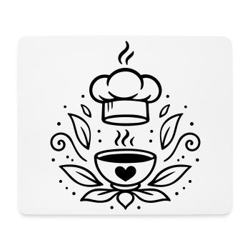 Vegan kochen Schale mit Herz & Kochmütze - Mousepad (Querformat) - Weiß - Vorne
