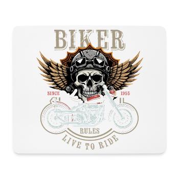Biker Rules - Since 1955 - Live to Ride - Mousepad (Querformat) - Weiß - Vorne