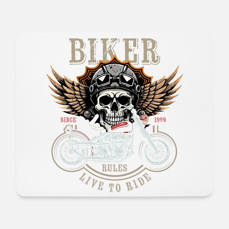 Biker Rules - Since 1999 - Live to Ride - Mouse Pad (horizontal) - white
