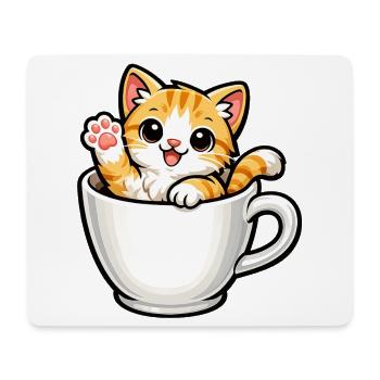 Kätzchen im Becher - Mousepad (Querformat) - Weiß - Vorne