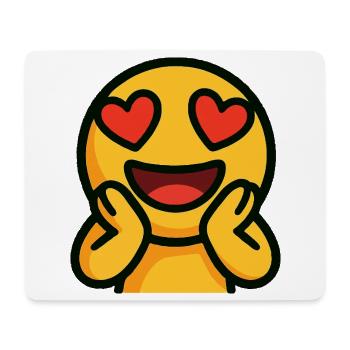 Emoticon Herz Augen leuchtend - Mousepad (Querformat) - Weiß - Vorne