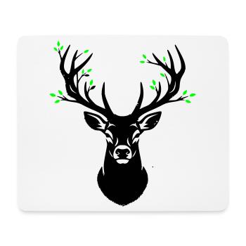 Hirschkopf Geweih Blätter Natur - Mousepad (Querformat) - Weiß - Vorne