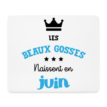 Cadeau naissance bébé garçon Juin Beaux Gosses BG - Tapis de souris (format paysage) - blanc - Devant