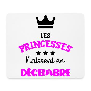 Cadeau naissance bébé fille Décembre Princesses - Tapis de souris (format paysage) - blanc - Devant