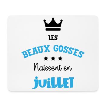 Cadeau naissance bébé garçon Juillet Beaux Gosses - Tapis de souris (format paysage) - blanc - Devant