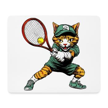 Tennis Katze - Mousepad (Querformat) - Weiß - Vorne