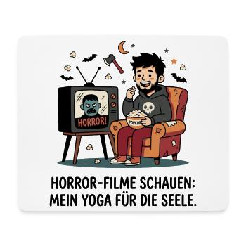 Horrorabend auf dem Sofa mit Popcorn - Mousepad (Querformat) - Weiß - Vorne