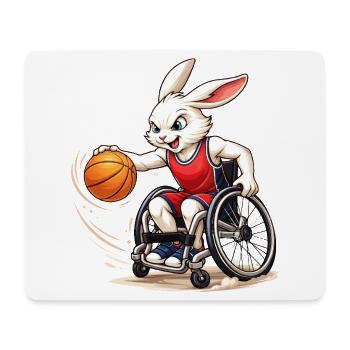 Basket en fauteuil roulant Bunny Sport Fun Design - Tapis de souris (format paysage) - blanc - Devant
