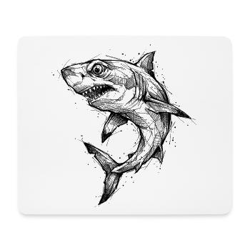 Shark Geometric - Modern Shark Sketch Design - Mouse Pad (horizontal) - white - Front