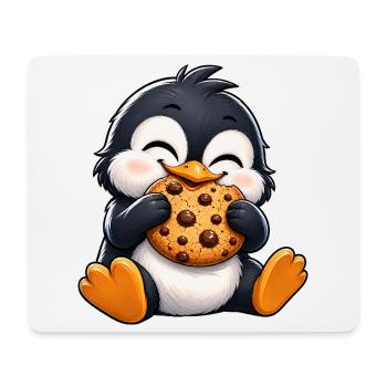Cute Penguin Cartoon Cookies Snacking Comic Nibbling - Mouse Pad (horizontal) - white - Front