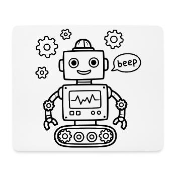  Roboter Beep Kindergeburtstag Technik Bastler - Mousepad (Querformat) - Weiß - Vorne