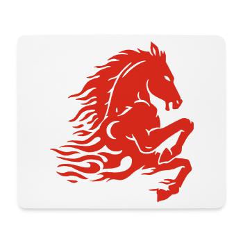 Cheval de feu (rouge) - Tapis de souris (format paysage) - blanc - Devant