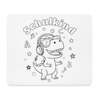 Schulkind - Dino mit Kopfhörern zum ausmalen  - Mousepad (Querformat) - Weiß - Vorne