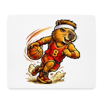 Süßes Capybara spielt Basketball - Mousepad (Querformat) - Weiß - Vorne