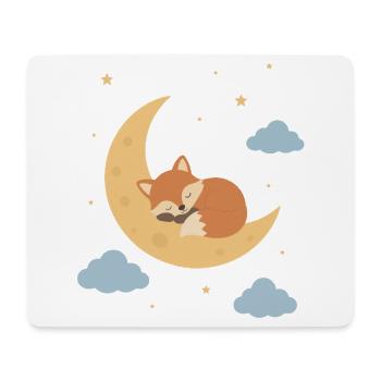 Un renard mignon dormant sur la lune - Tapis de souris (format paysage) - blanc - Devant